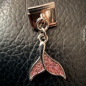 Pink Crystal Mermaid Tail Dangle Italian Charm